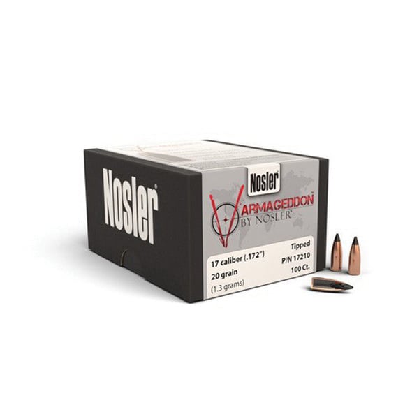 Nosler Varmageddon .17 20 gr FBTP Rifle Bullet, 100/box - 17210
