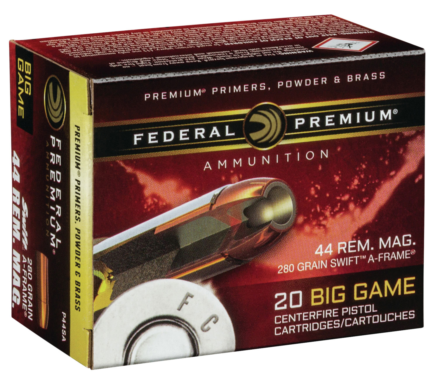 Federal Premium 280 gr Swift A-Frame .44 Rem Mag Ammo, 20/box - P44SA
