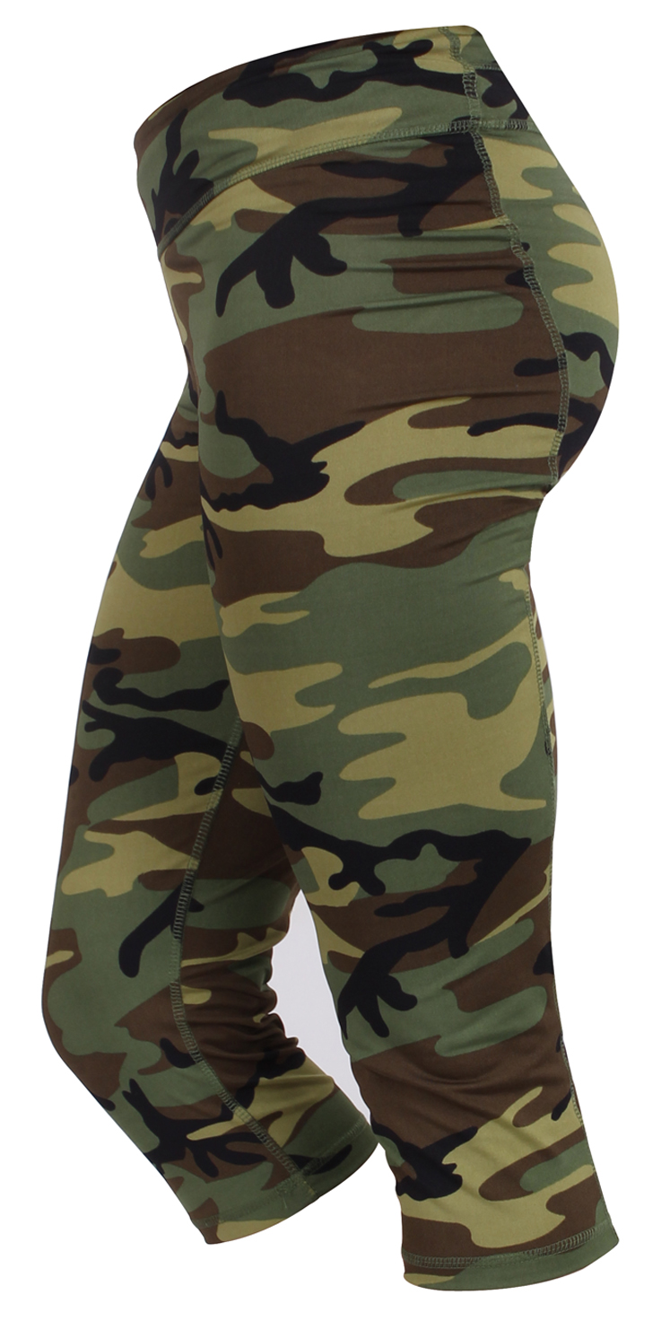Womens Camo Workout Performance Capris - X-Large