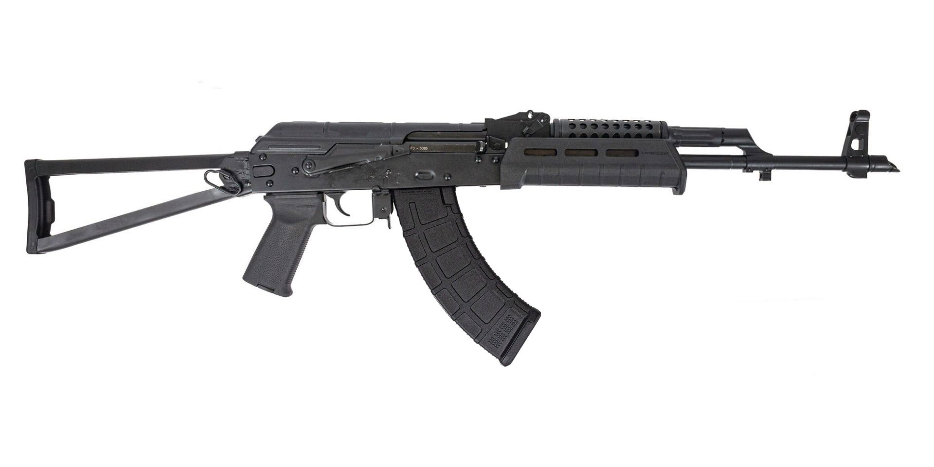 PSA AK-47 GF3 Forged MOE Triangle Side Folding Rifle with Cheese Grater Upper Handguard, Black