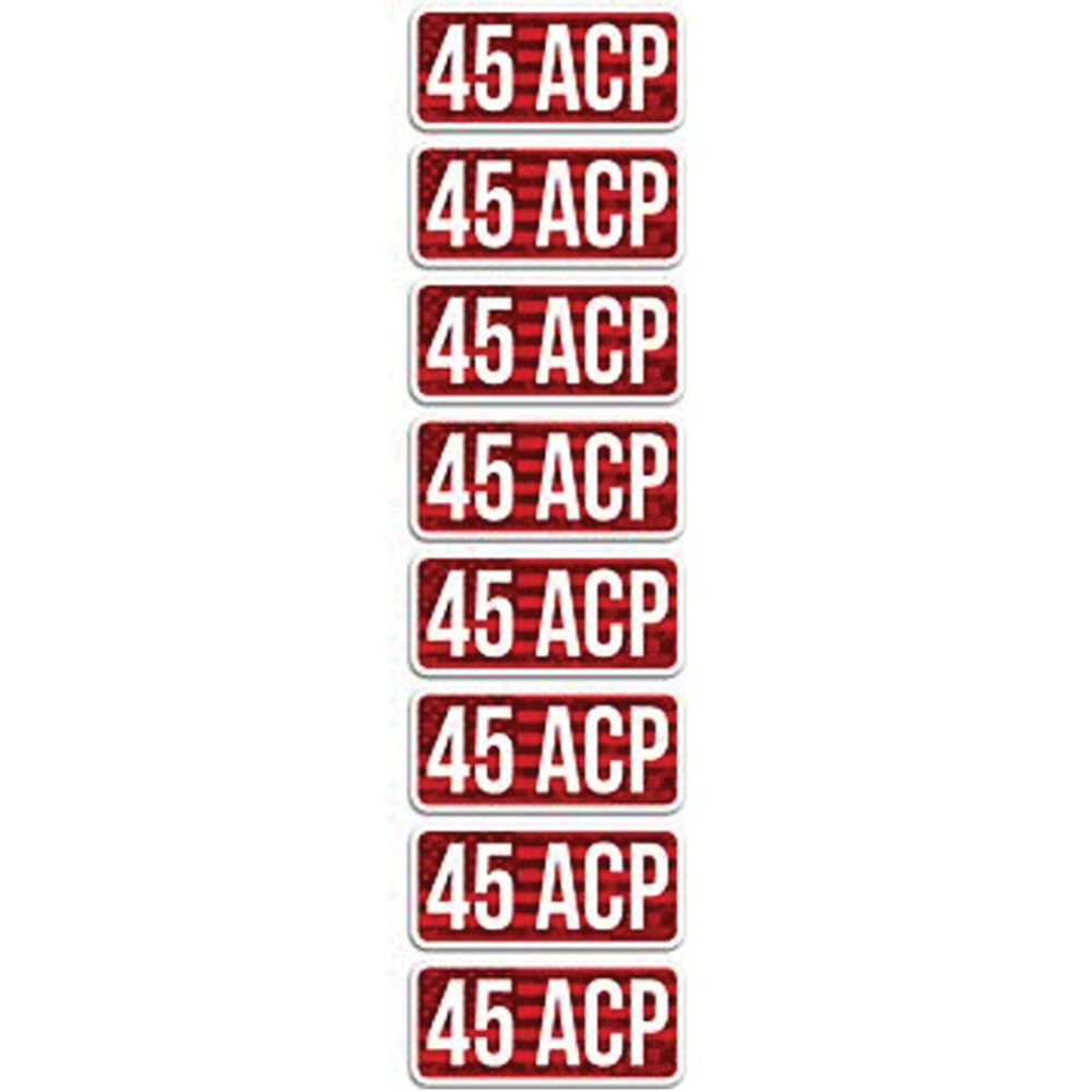 MTM Case Gard .45 ACP 2.25" L Ammo Caliber Label, Red/White Pack of 8