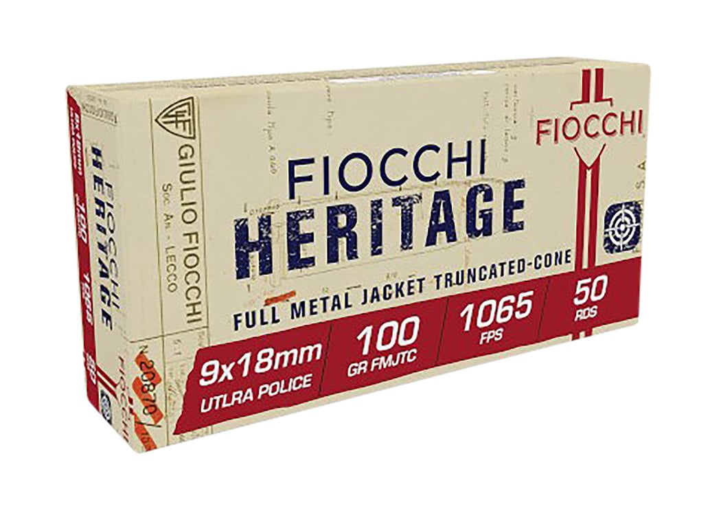 Fiocchi Heritage 9x18mm Ultra 100gr Ammo, 50rds - 9X18