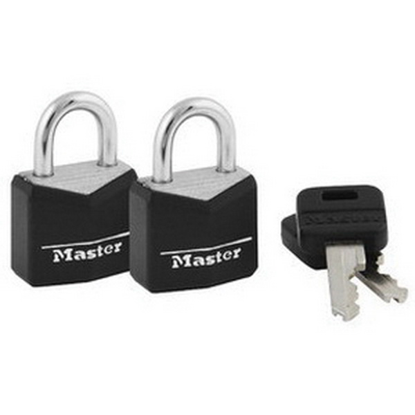 Master Lock Padlock, Black, 2/pack - 121T