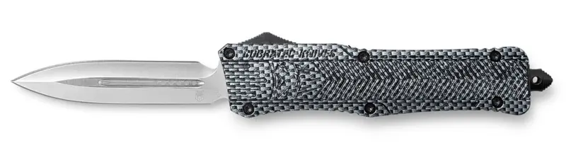 CobraTec Knives LCFCTK1LDNS CTK-1 Large 3.75" OTF Drop Plain D2 Steel Blade/Carbon Fiber Aluminum Handle Features Glass Breaker Includes Pocket Clip