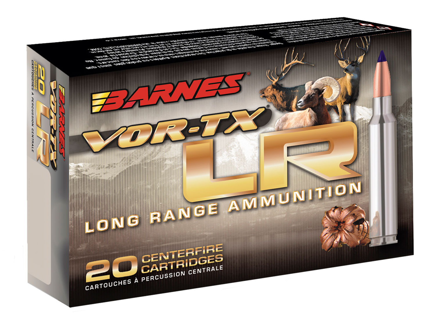 Barnes Bullets VOR-TX LR 270 gr LRX Boat Tail .375 RUM Ammo, 20/box - 29067