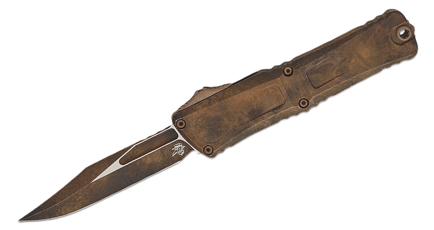 Microtech Combat Troodon Gen III OTF Bowie Point Knife, Plague Outbreak - 1146-1PLOBS