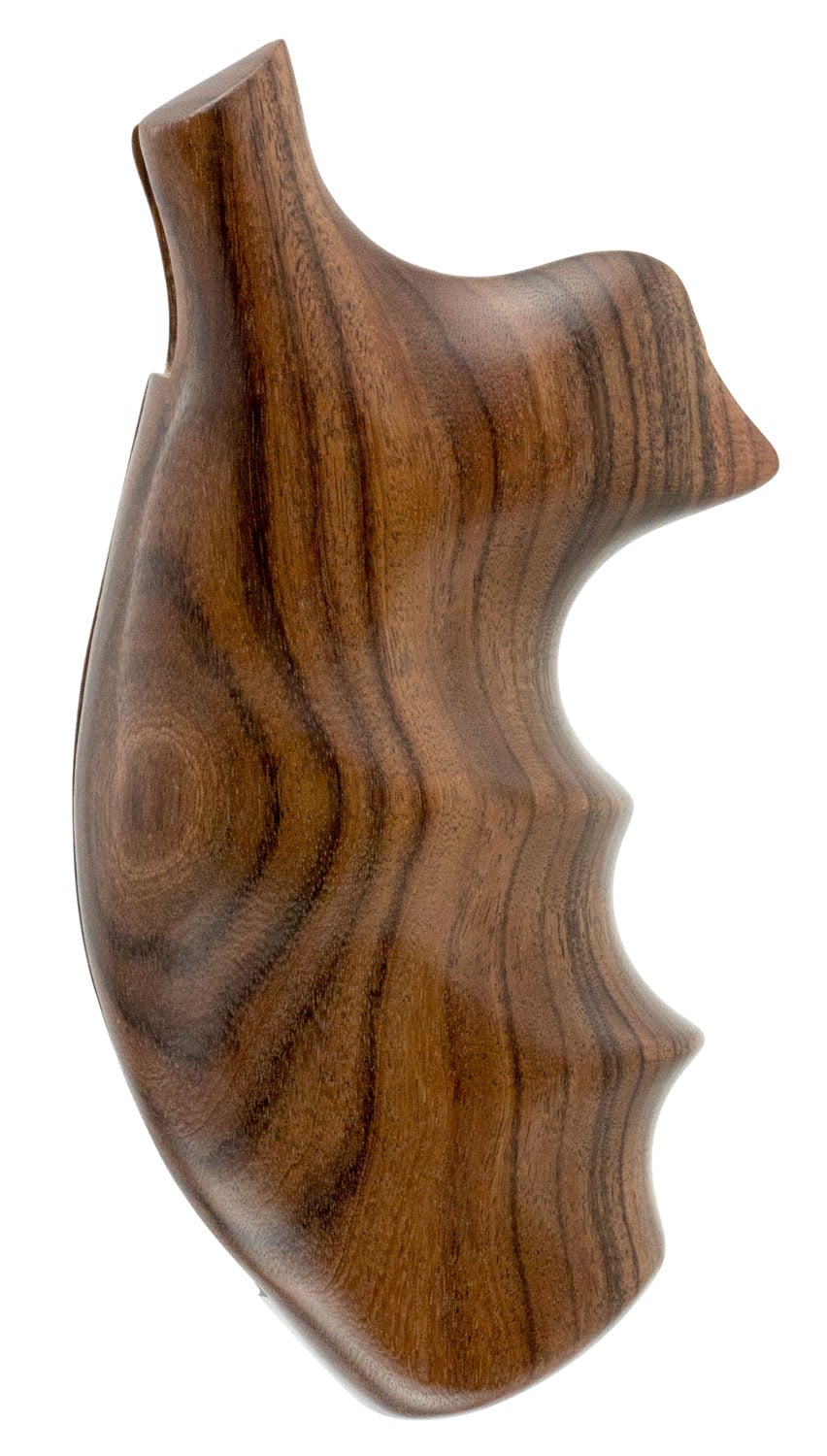 Hogue Fancy Hardwood Revolver Grip w/ Finger Grooves for S&W K/L Frame with Round Butt Revolvers, Brown - 19300
