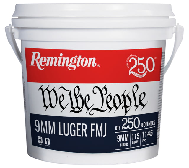 Remington We The People 9mm Luger 115 Grain Full Metal Jacket Brass Cased Pistol Ammo 250 Rounds