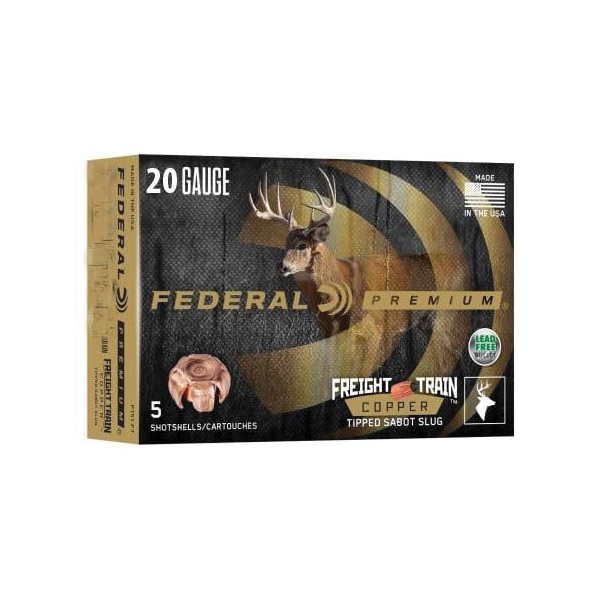 FEDERAL 20GA 3″ 275GR FREIGHT TRAIN COPPER SABOT SLUG 5 RD/BX 10 BX/CS - No Credit Card Fees - Low, flat rate shipping