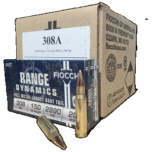 Fiocchi Range Dynamics .308win, 150gr FMJBT, 200rd Case