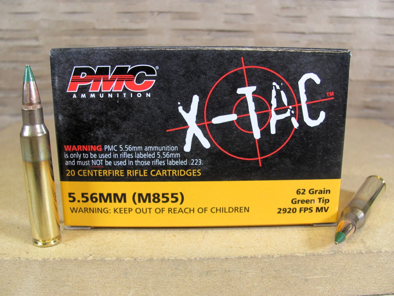 1000 Round Case – 5.56 PMC X-TAC M855 62 Grain Green Tip FMJ LAP Ammo – 556K
