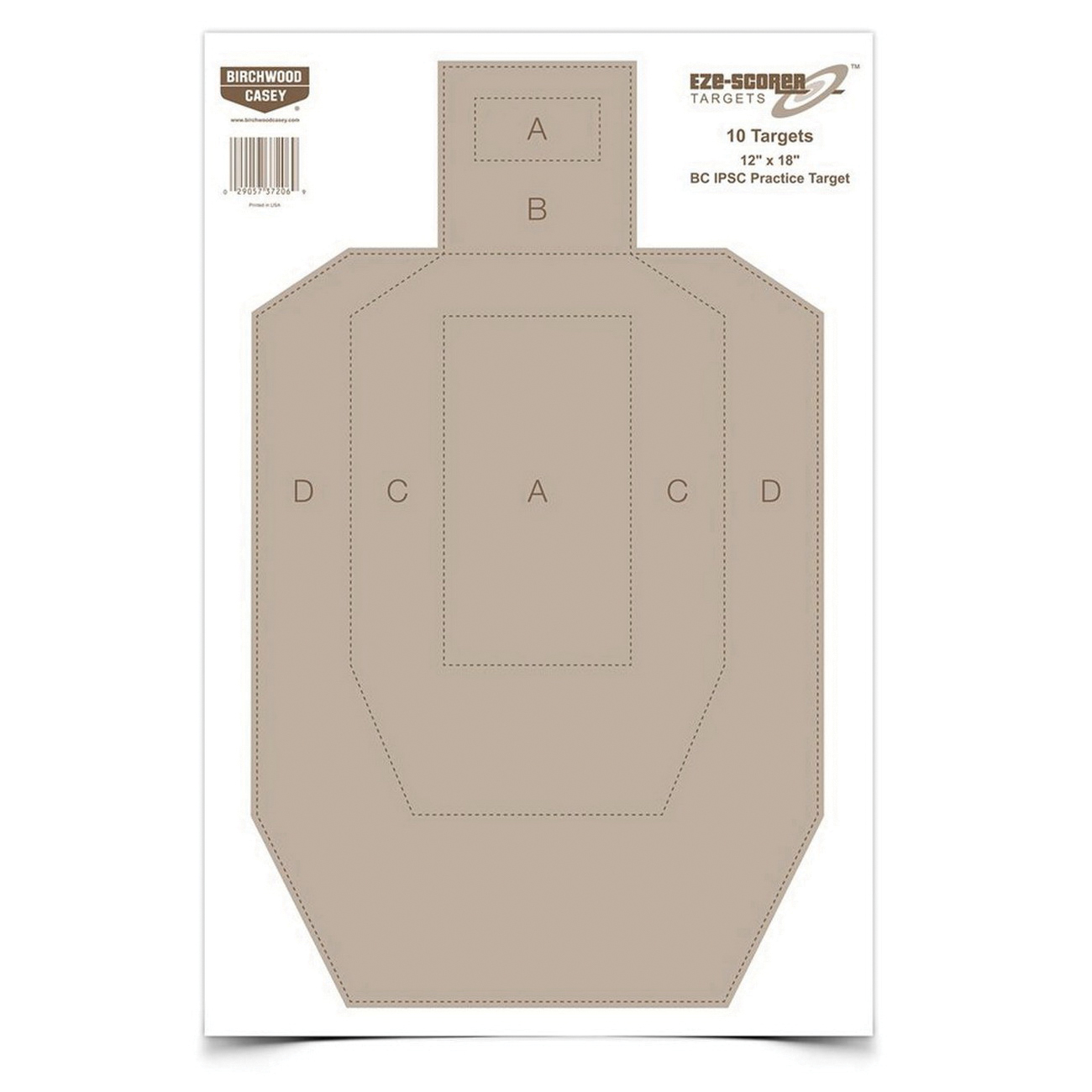 Birchwood Casey EZE-Scorer 12" x 18" BC-IPSC Practice Target, Tan, 100/pack - 37018