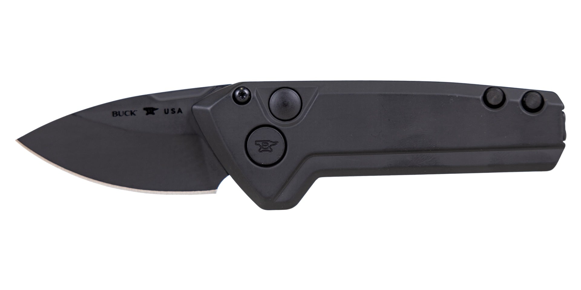 Buck Mini Deploy Auto Folding Drop Point Knife, Blackout - 0839BKS-B