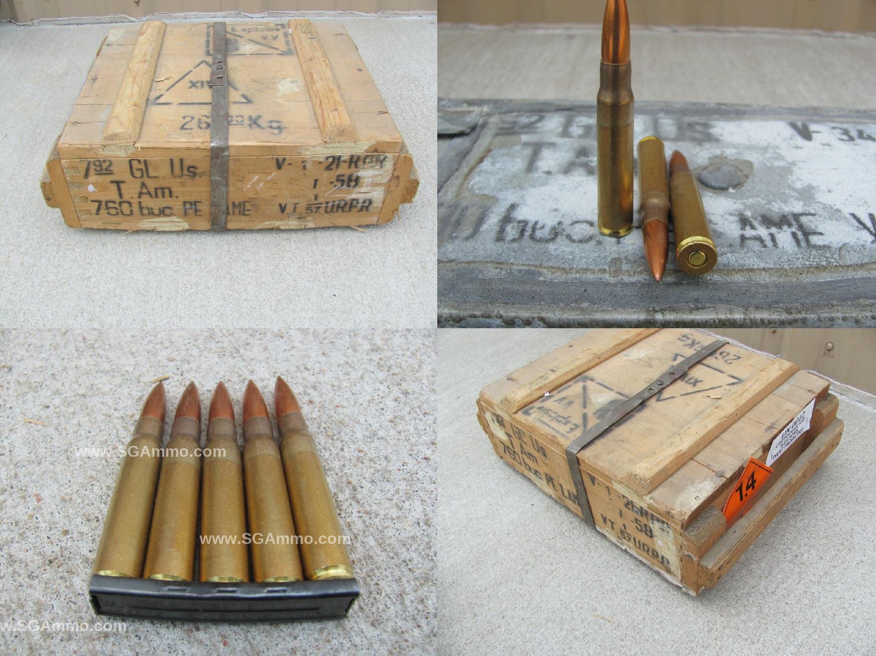 760 Round Crate – 8mm Mauser 154 Grain FMJ 1950s Brass Case Romanian Surplus Ammo