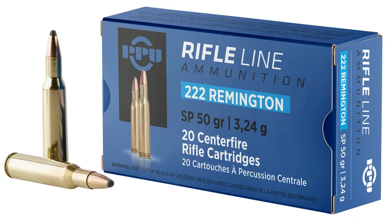 PPU Standard Rifle 222 Rem 50 Gr SP 20 Rounds (Box)