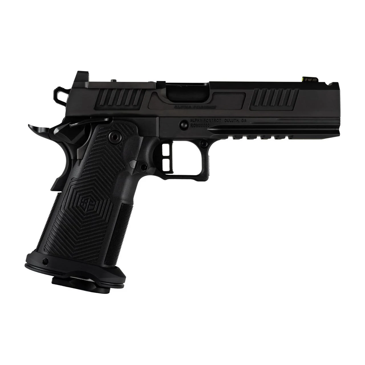 Alpha Foxtrot AF1911-Romulus MOS Adapter Handgun 9mm Luger 17(1) 20rd(1) Magazines 5" Comp Bull Barrel DLC Black