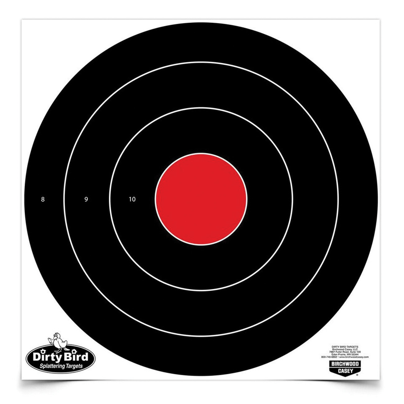 Birchwood Casey Dirty Bird 17.25" Non-Adhesive Bullseye Target, Black/Red, 5/pack - 35185