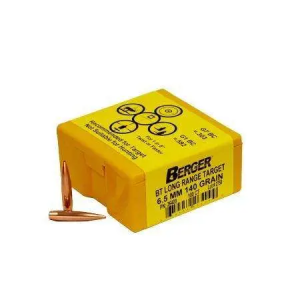 Berger Bullets 26409 Target  6.5 Creedmoor .264 140 gr Tangent Long Range Boat Tail 100 Per Box