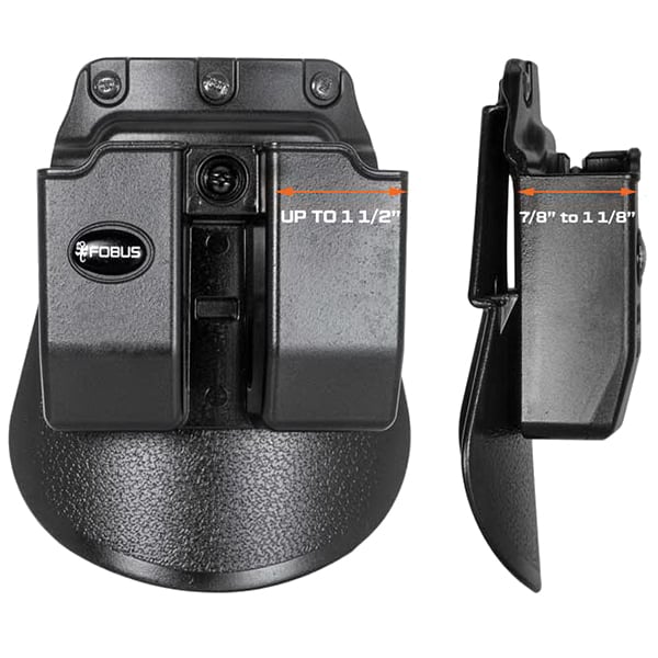 Fobus Double Magazine Pouch for Glock .45 ACP, Paddle Backing, Black - 6945GNDP