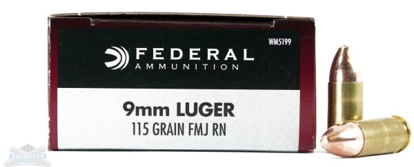 Federal Champion 9mm Ammo 115 Grain FMJ 50rds