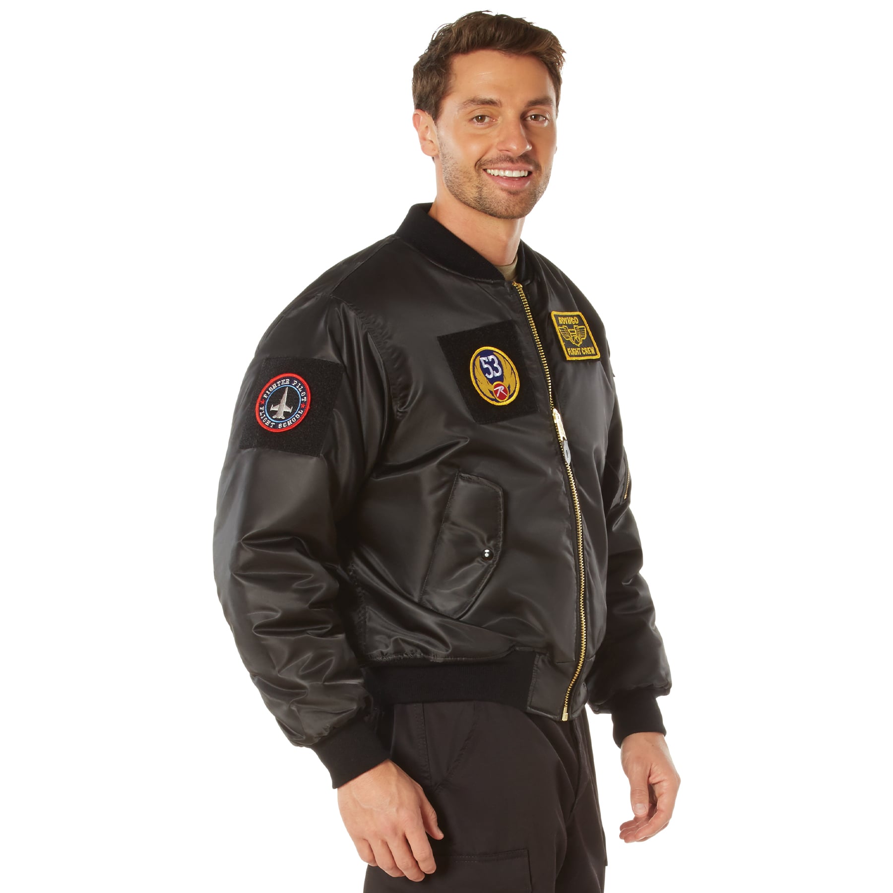 Rothco Ma-1 Flight Jacket With Patches - Black, X-Large