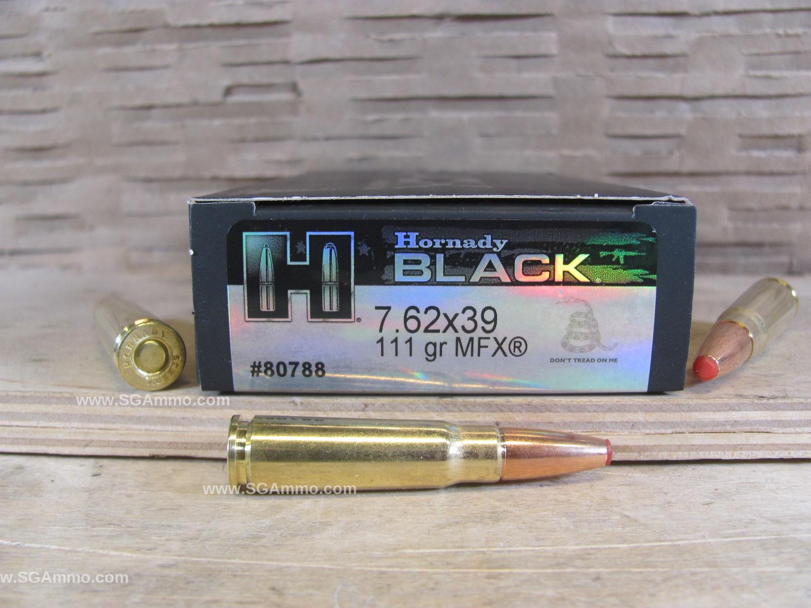20 Round Box – 7.62×39 Hornady Black 111 Grain Monoflex Ammo – 80788