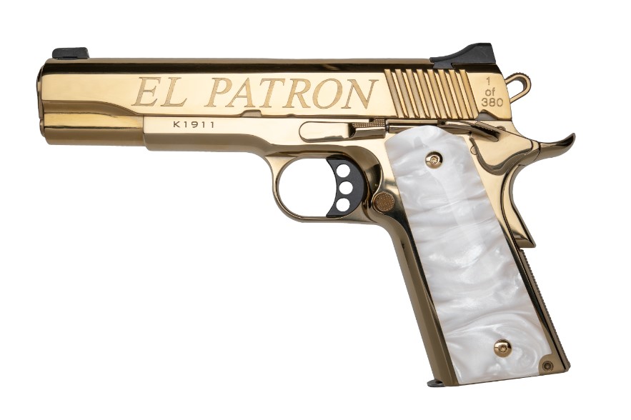Kimber CNC 1911 El Patron 38SUP 5in Gold Engraved