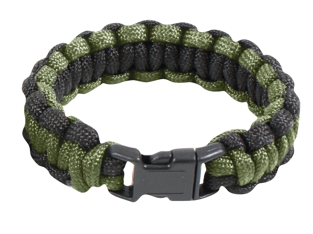 Rothco Two-Tone Paracord Bracelet - Olive Drab - Black, 9 In