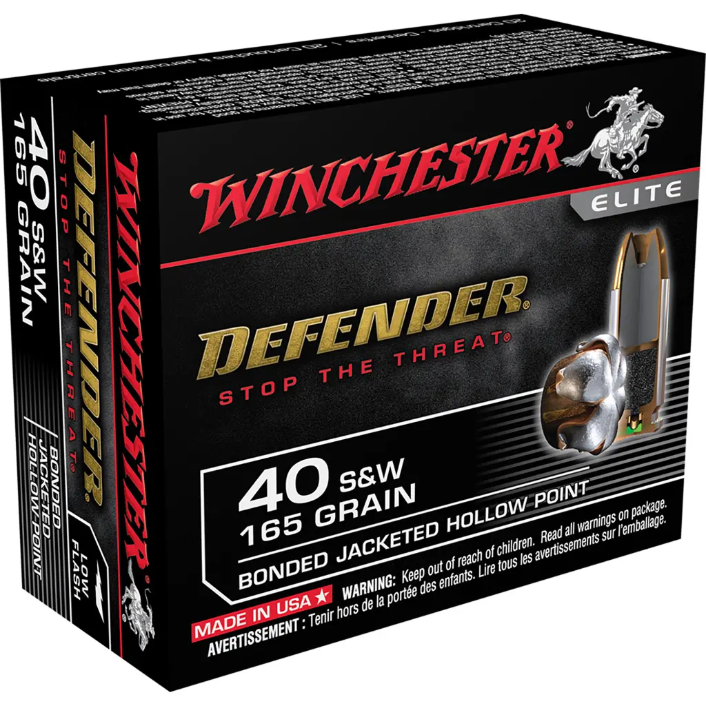 Winchester Defender Pistol Ammo 40 S 165 gr. Bonded Jacket HP 20 rd.