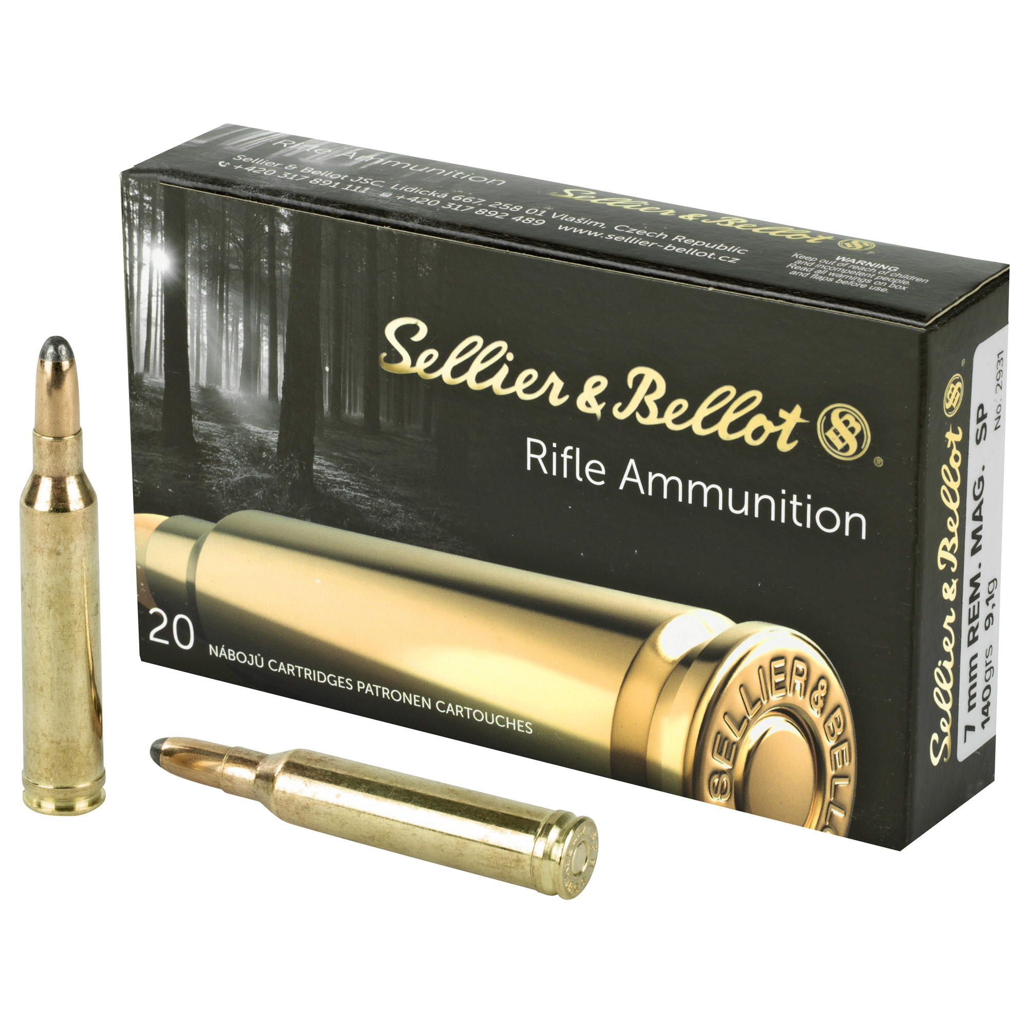 Sellier & Bellot Rifle 7mm Remington Mag Ammunition, 20 Rounds Soft Point 140Gr - SB7B