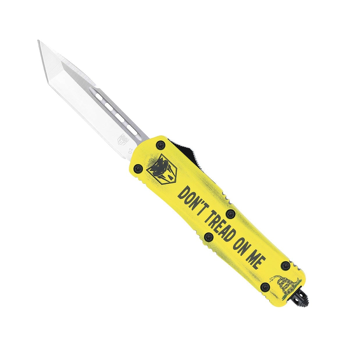 CobraTec Knives FS-3 Don't Tread On Me Medium OTF Knife Tanto, Yellow - MDTOMFS-3TNS