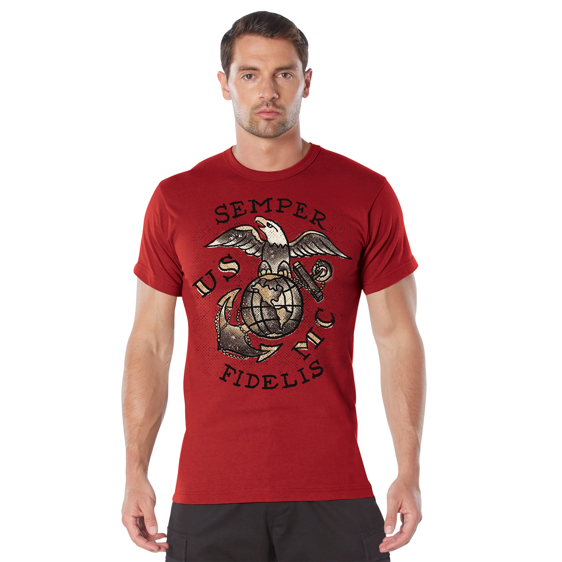 Rothco Usmc Semper Fidelis T-Shirt - Red, X-Large