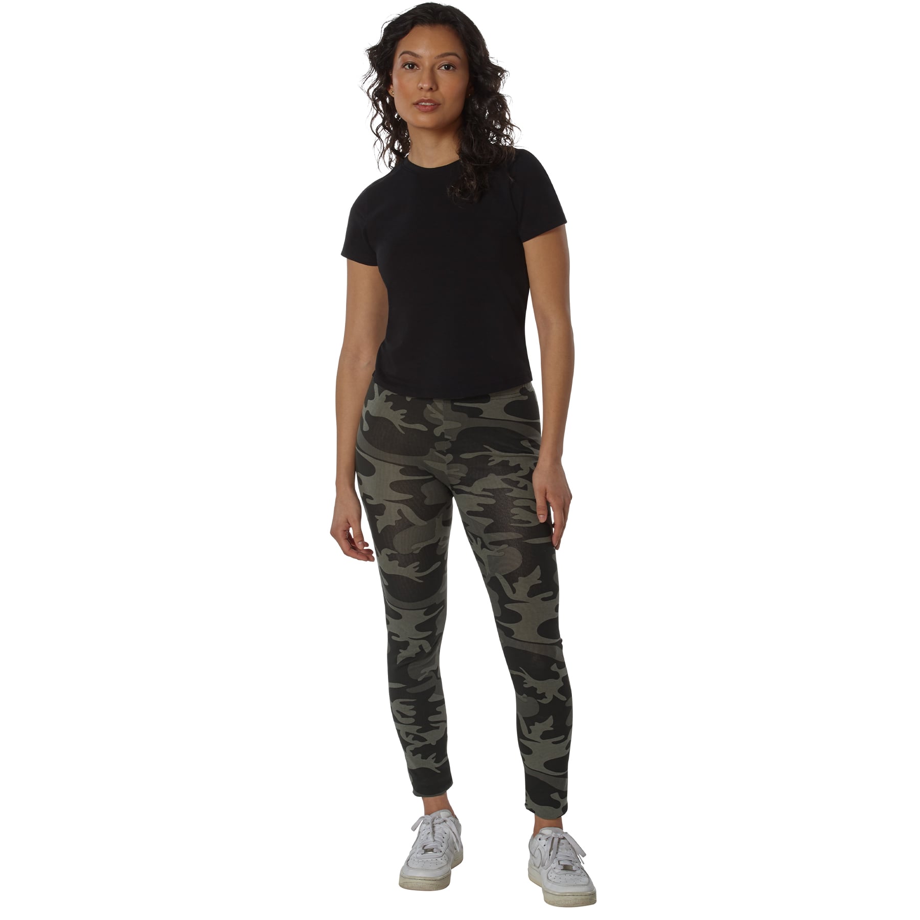 Rothco Womens Workout Performance Camo Leggings With Pockets - Black Camo, 2X-Large