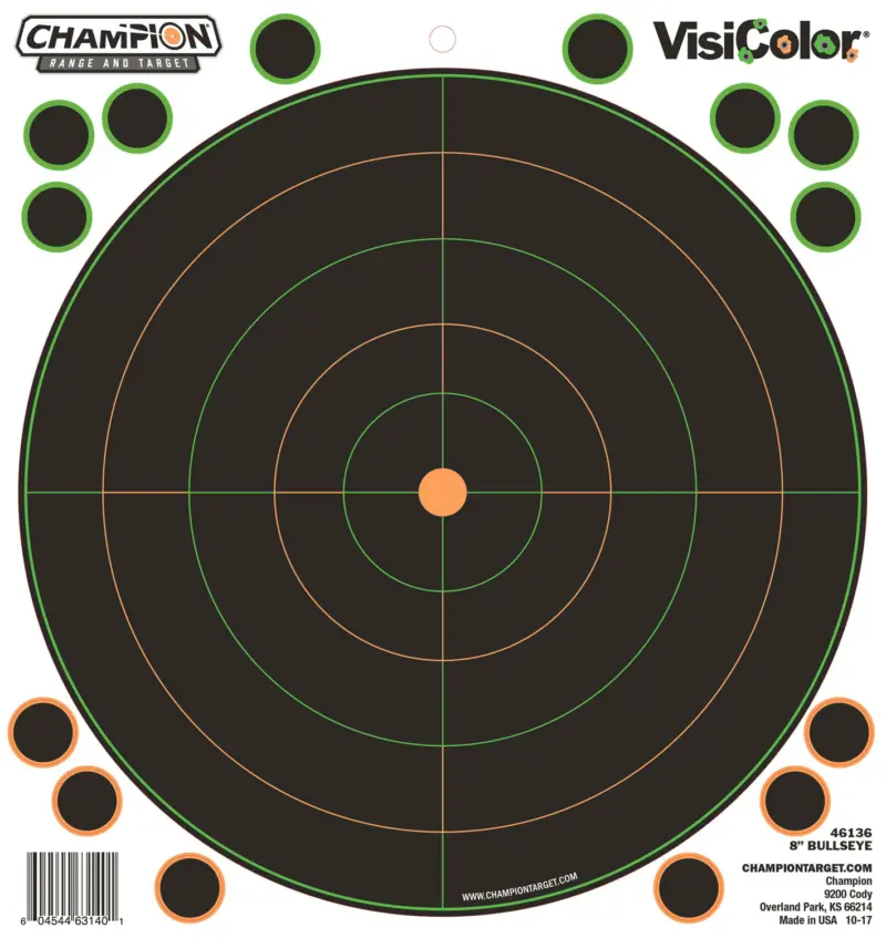 Champion Targets 46136 VisiColor Self-Adhesive Paper Black/White 8" Bullseye 5 Pack