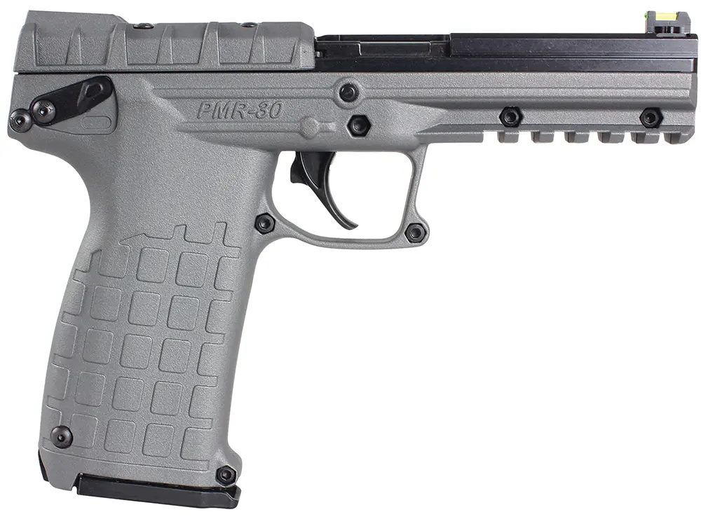 Kel-Tec PMR30TACGY PMR30 22 WMR 30+1 4.30" Fluted Steel Barrel, Black/Gray Serrated Slide, Gray Polymer Frame w/Picatinny Accessory Rail, Gray Textured Polymer Grip