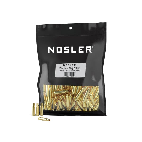 Nosler .222 Remington Magnum Small Rifle Premium Unprepped Bulk Brass, 250rds