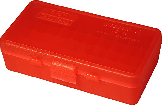 MTM Case-Gard Ammo Box 50 Round Flip Top 40 10 Mm 45 Acp Clear Red-P50-45-29
