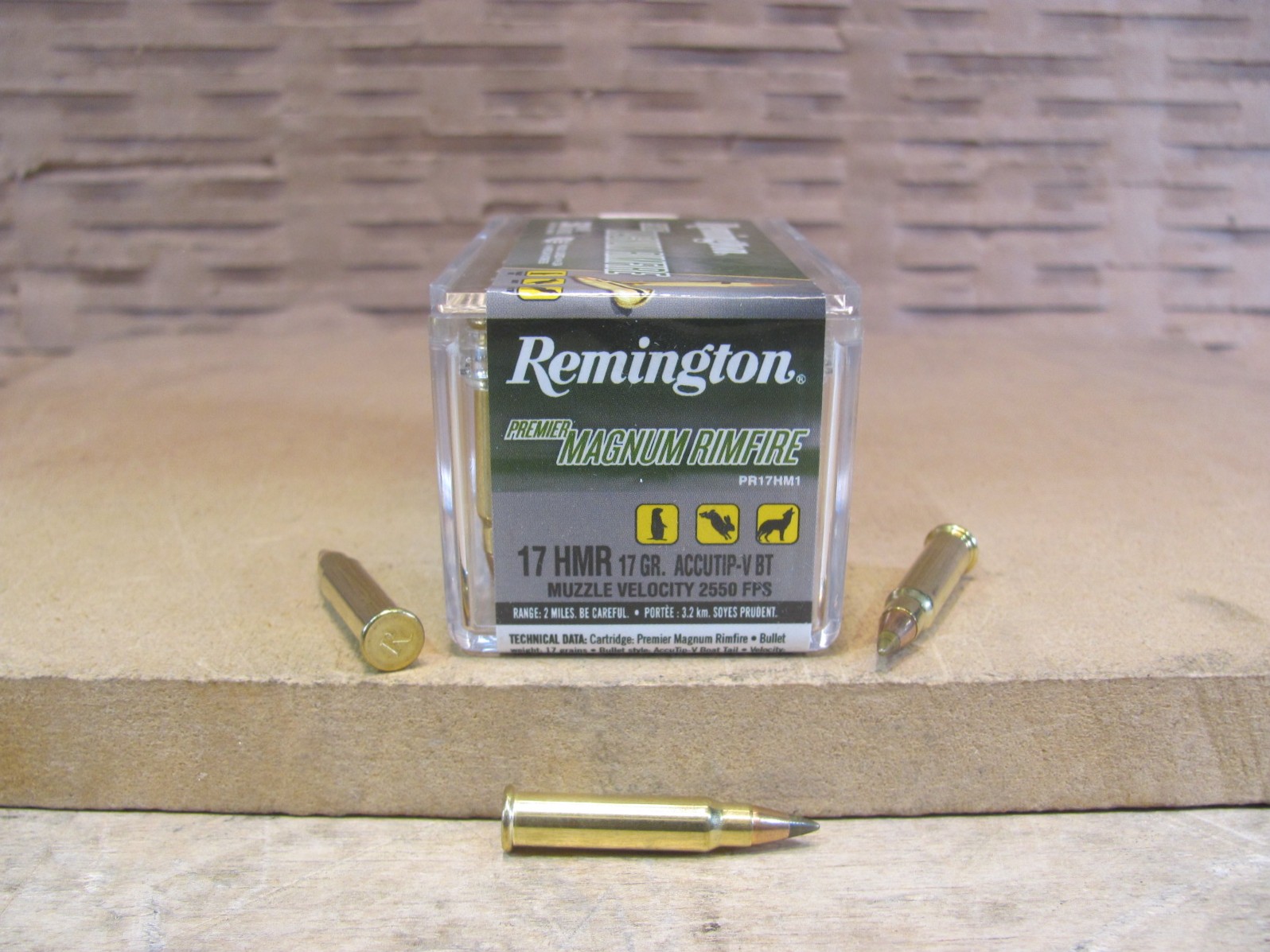 50 Round Box – 17 HMR 17 Grain Accutip-V BT Remington Premier Magnum Rimfire Ammo – PR17HM1