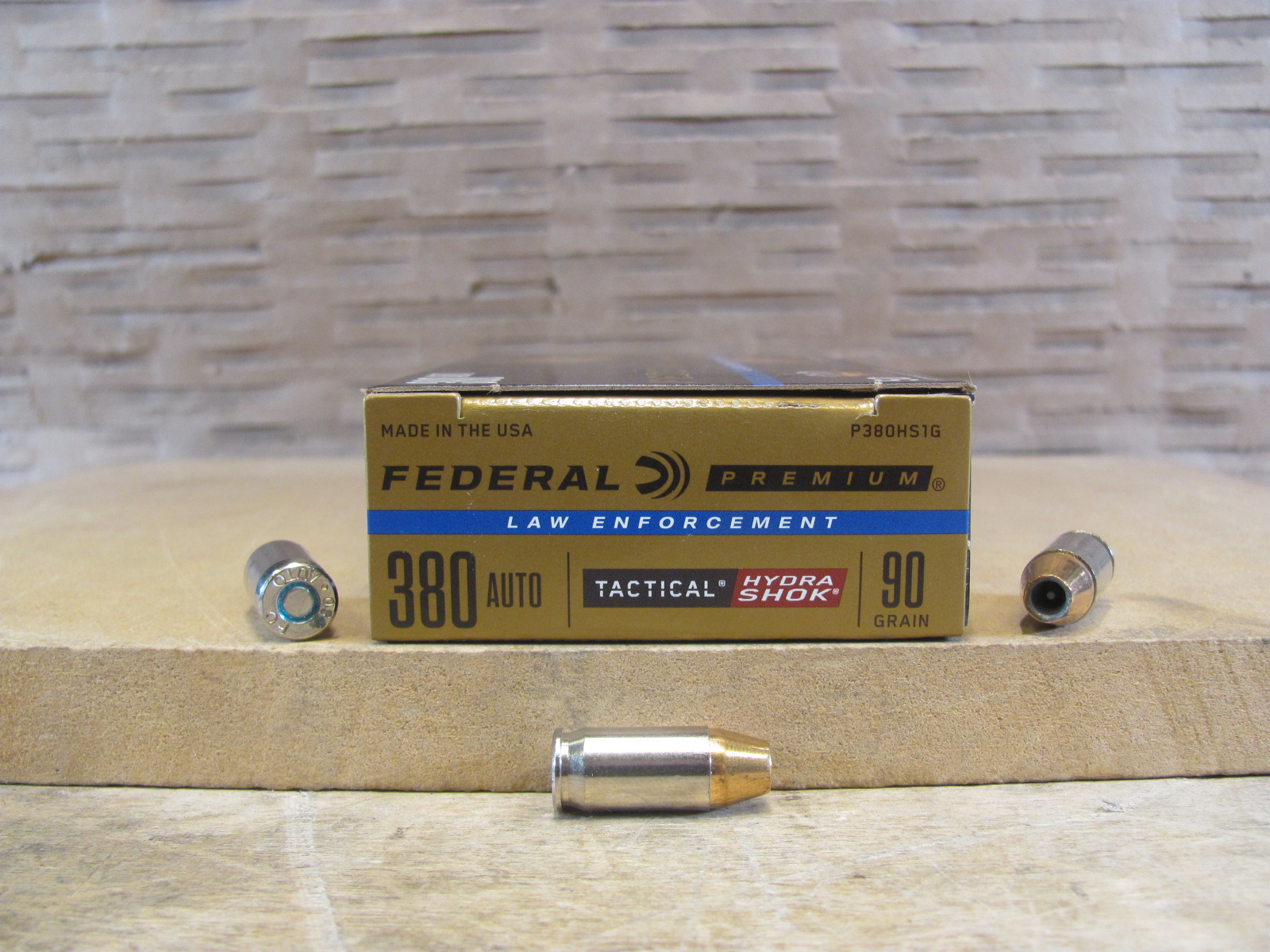 1000 Round Case – 380 Auto Federal Hydra Shok LE 90 Grain Hollow Point Ammo – P380HS1G