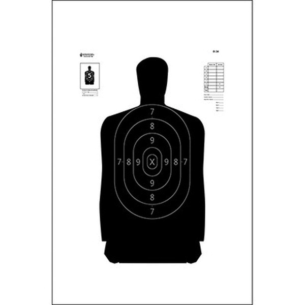 Action Target Law Enforcement 17.5" x 23" Silhouette B-34 Qualification Target, Black, 100/box - B-34-100