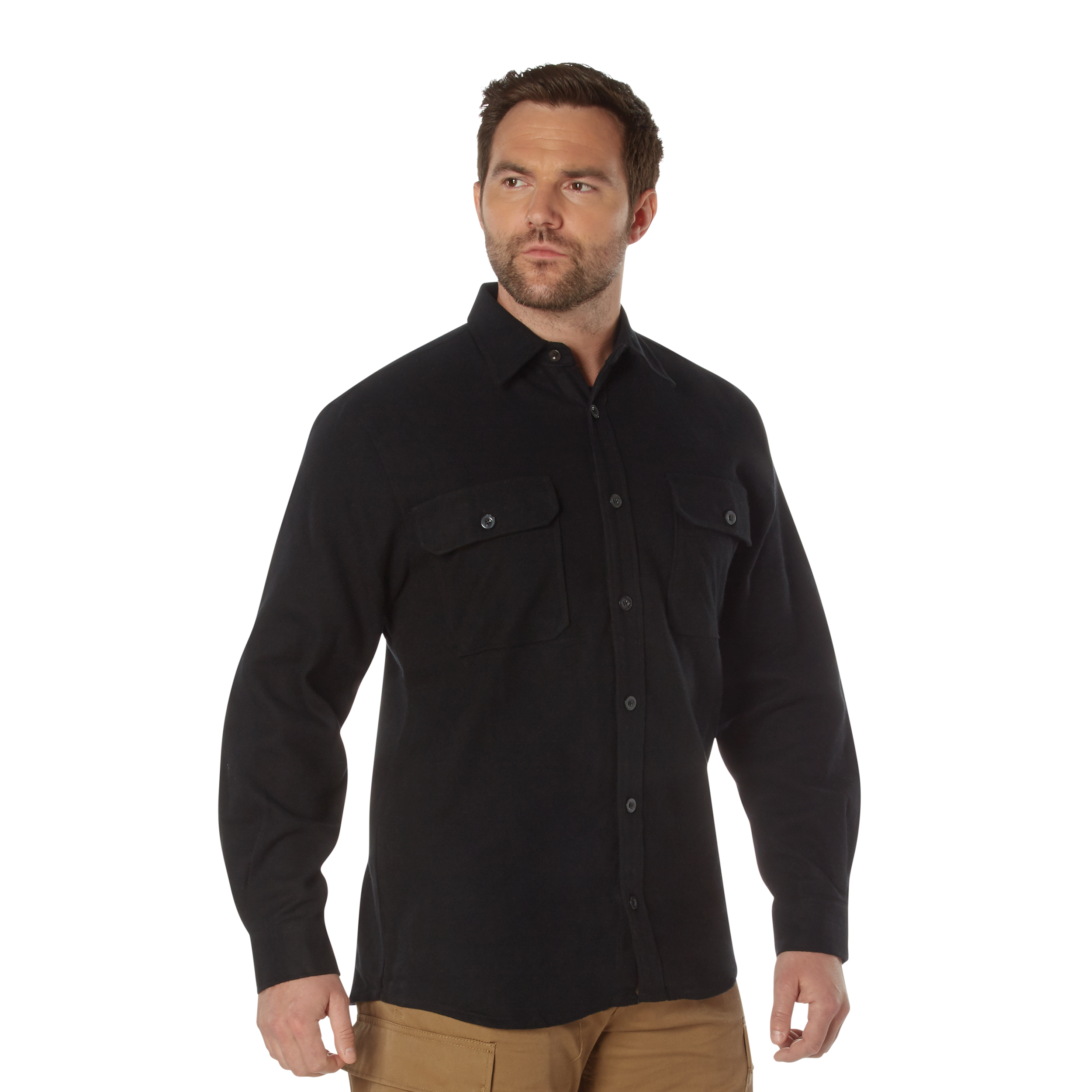 Rothco Heavy Weight Solid Flannel Shirt - Black, 4X-Large