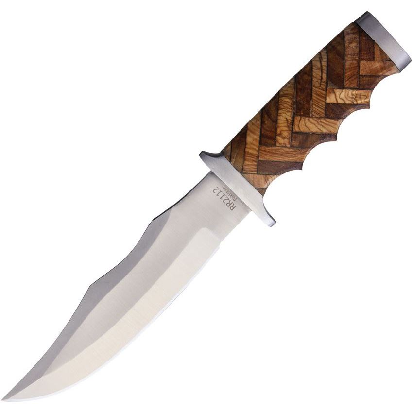 Rough Rider Cross Hatch Fixed Blade Clip Point Knife, Brown - RR2112