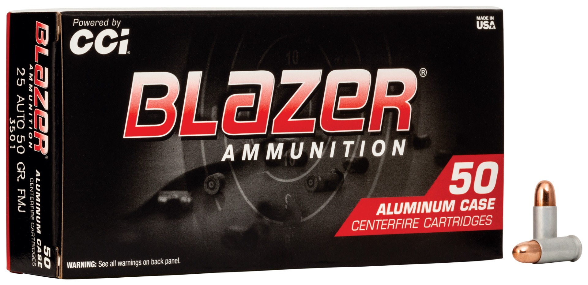 CCI Blazer Pistol Ammo 25 ACP 50 gr. FMJ 50 rd. - Flat Rate Shipping Under 30lbs! - No Credit Card Fees