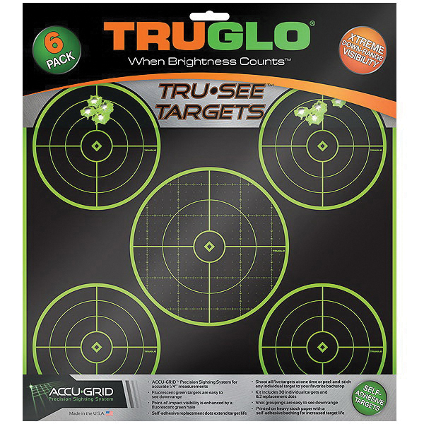 TruGlo Tru See 12" x 12" Splatter 5-Bullseye Target, 6/pack - TG11A6
