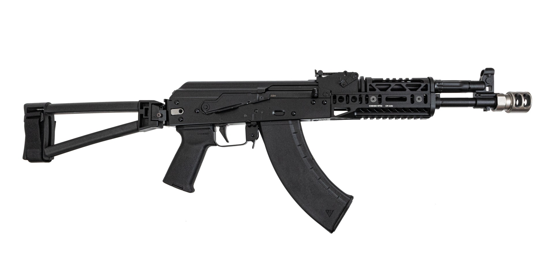 PSA AK-104 Triangle Side Folding Pistol with SA-19 & SA-10U Handguard, and SA-2 Muzzle Brake