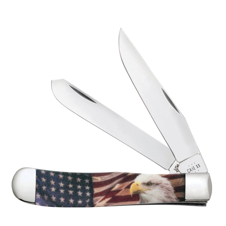 Case Trapper Folding Knife Clip Point/Spey, Red/White/Blue