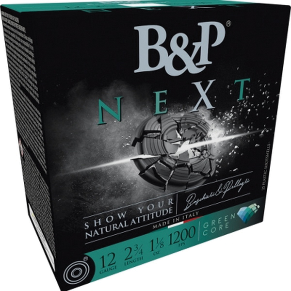 B&P Next 12 Gauge 2-3/4" #8 1-1/8 oz 25rds Shotshell - Smooth Shooting Clay Target Load - 12B18NX8