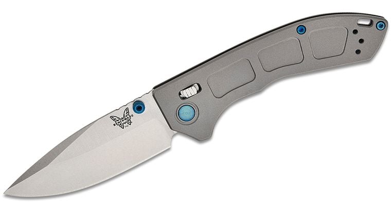 Benchmade Mini Narrows Folding Drop Point Knife, Titanium Gray - 743