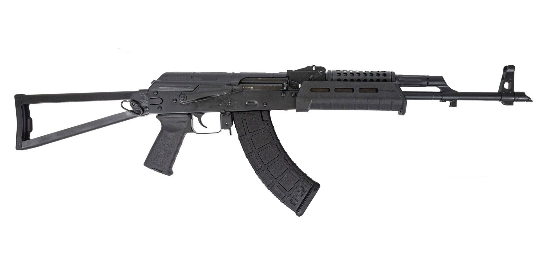 PSA AK-47 GF3 Forged MOE Triangle Side Folding Rifle with Cheese Grater Upper Handguard, Black