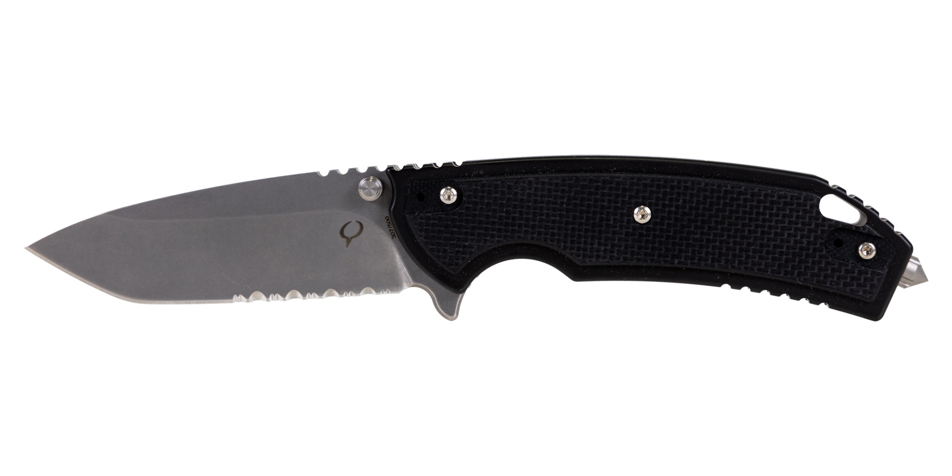 Kronos Ironclad Serrated Tactical Folding Knife, Black